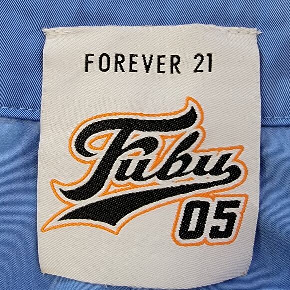 Forever 21‎ x Fubu Blue Zipper Skirt Womens Sz M Mini A Line Sporty Logo Short - Picture 5 of 6